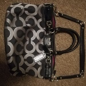 Authentic black and silver Coach purse